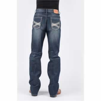 Stetson Men's 1520  Standard Straight Leg Jeans w/Sanding - Medium Wash #2