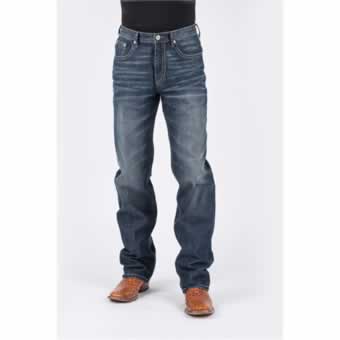 Stetson Men's 1520  Standard Straight Leg Jeans w/Sanding - Medium Wash #3