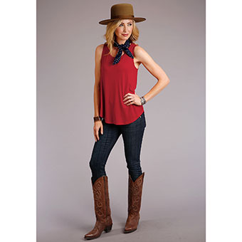 Stetson Ladies Jersey Knit Tank Top - Red #2