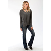 Stetson Ladies' Long Sleeve Jersey V-Neck Top - Grey