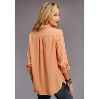 Stetson Ladies Button Front Blouse - Apricot #3