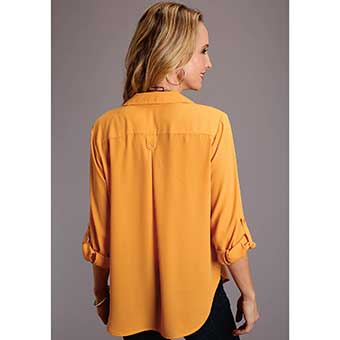 Stetson Ladies Crepe 3/4 Sleeve Blouse - Gold #3