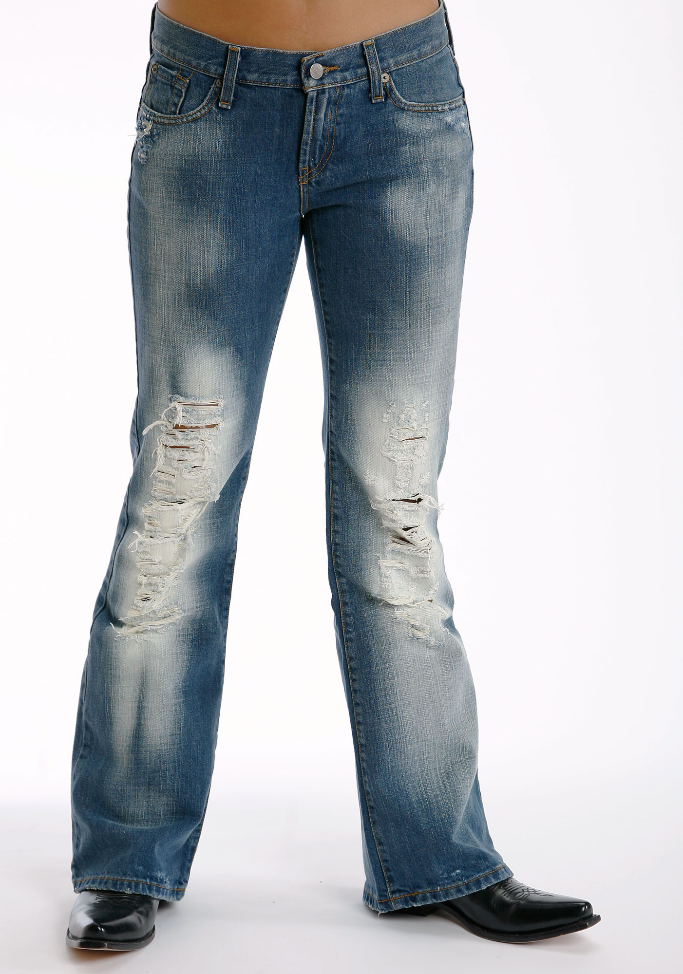 destructed bootcut jeans