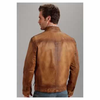 Stetson Men's Distressed Leather Jacket - Carmel #2