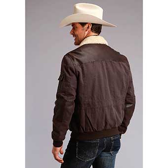 Stetson Men's  Leather & Canvas Jacket - Dark Brown #3