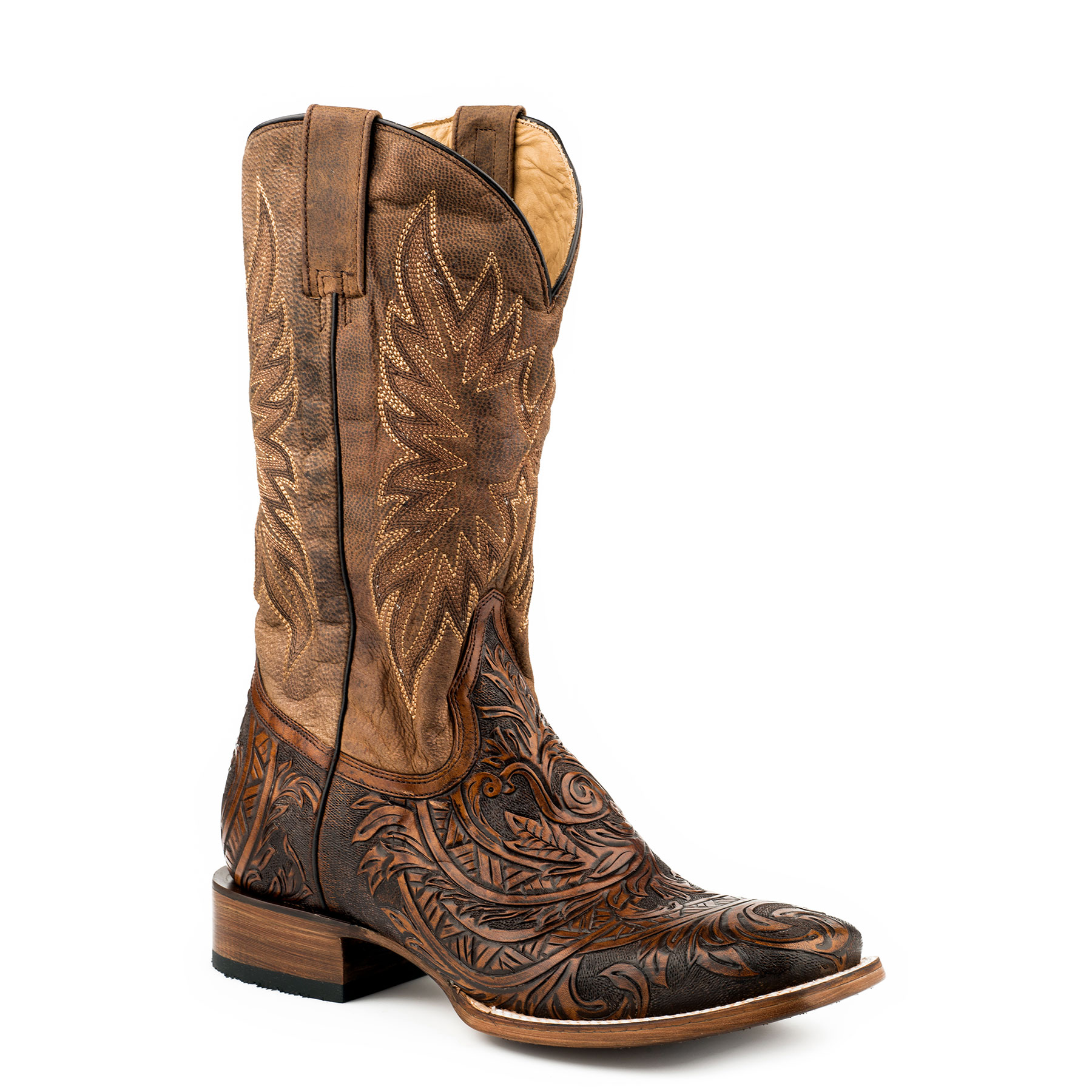 Pungo Ridge - Stetson Men's Louis Hand Tooled Leather Boots - Brown ...