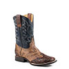 Stetson Men's Diego Hand Tooled Wingtip, Crown & Counter Boots - Cognac/Blue