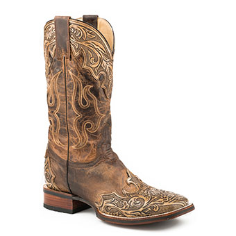 Stetson Men's Issac Hand Tooled Wingtip, Crown & Counter Boots