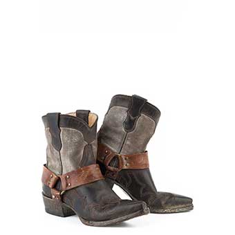 Stetson Ladies Jade Harness Shortie Boots - Brown/Grey #2