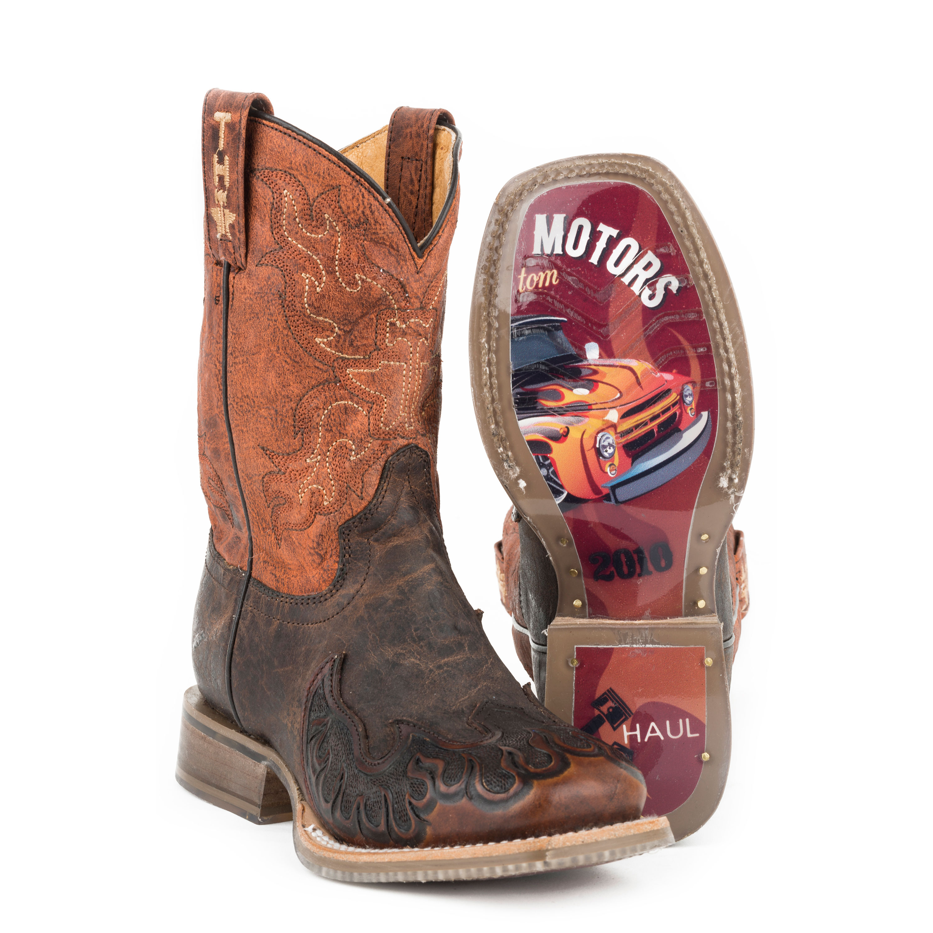 Pungo Ridge Tin Haul Kids Flaming Hot Boots w/Truck Club Sole, Kids