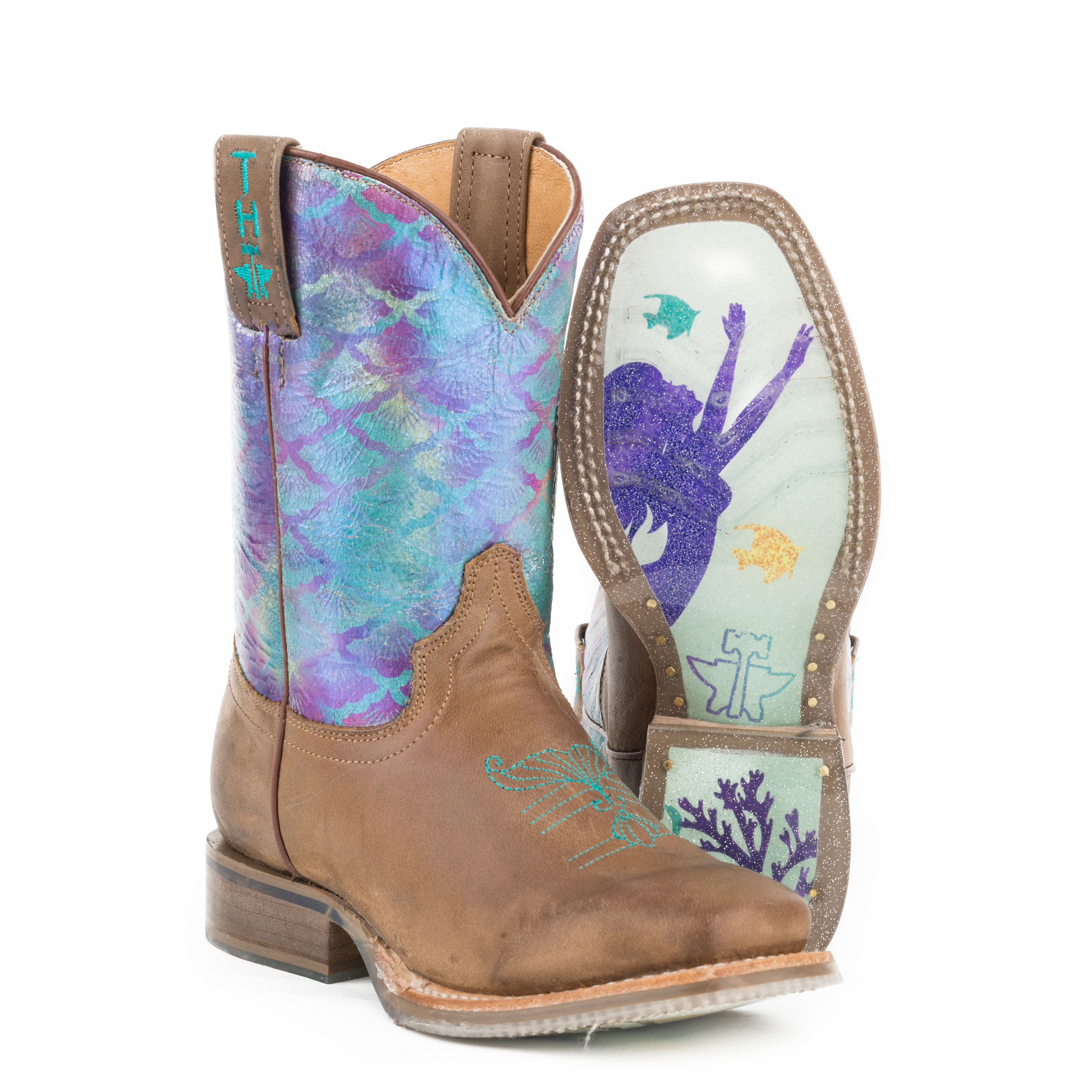 Pungo Ridge Tin Haul Kids Under The Sea Boots w/Mermaid Sole, Kids
