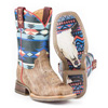 Tin Haul Kid's Awesome Aztec Boots w/Bull Skull Sole