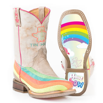 Tin Haul Kid's Neon Rainbow Boots w/Magical Sole