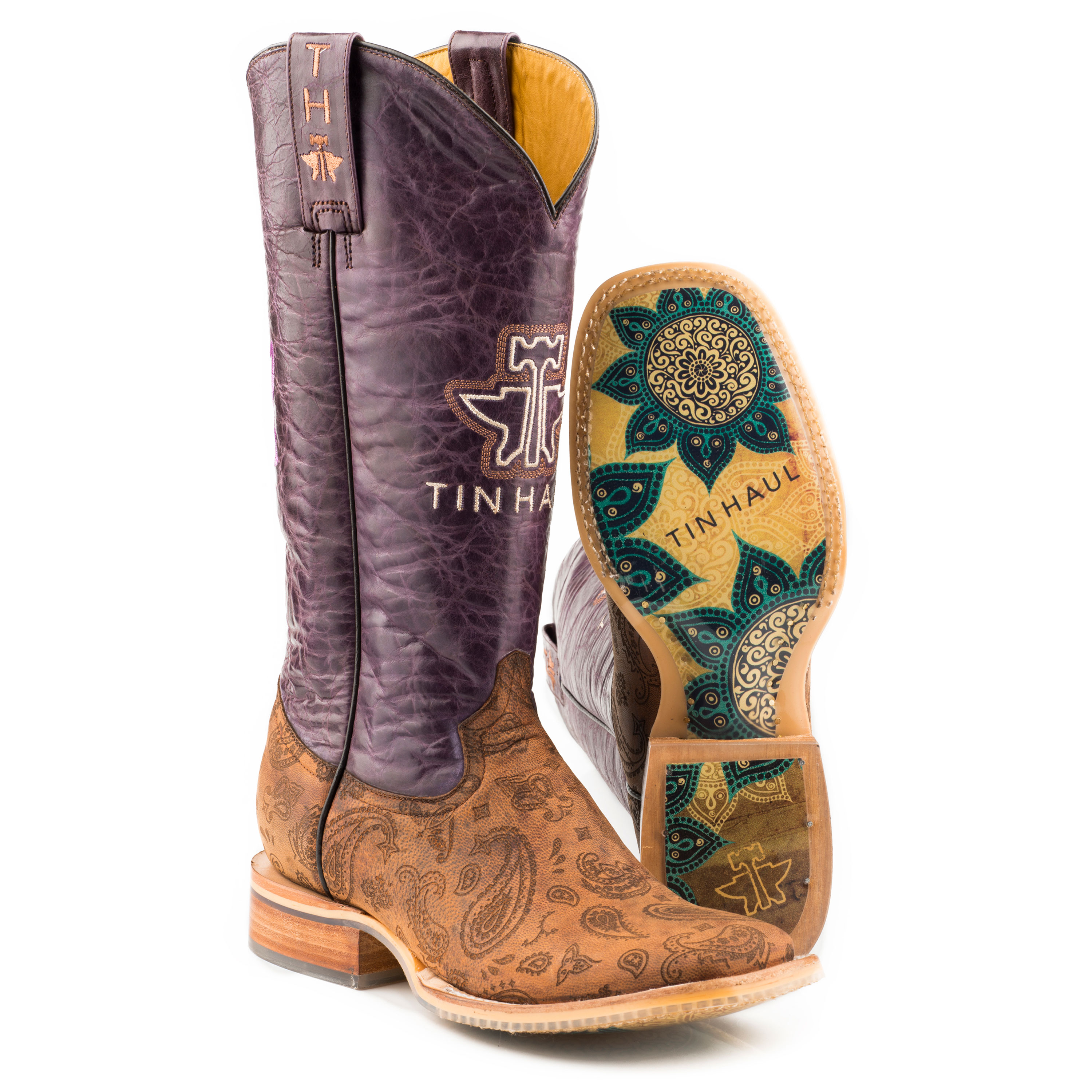 Pungo Ridge Tin Haul Ladies Paisley Rain w/Flowerful Sole, Women's Tin Haul Boots, 140210007