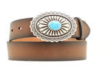 Ariat Women's Leather Belt w/Turquoise Concho Buckle