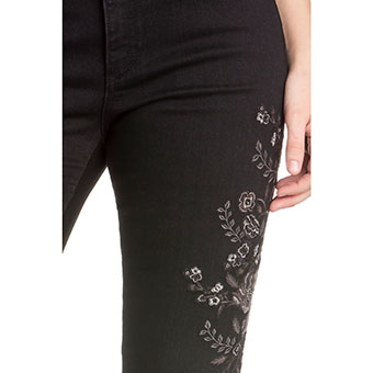 Miss Me Floral Embroidered Mid-Rise Ankle Skinny Jean - Black #3