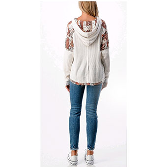 Miss Me Patched Hoodie Knit Top - White #2