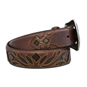 Red Ranch Men's Leather Inlay Belt - Brown #2