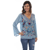 Scully Honey Creek Embroidered Blouse w/Lace-Up Front - Sky Blue