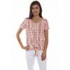Scully Honey Creek Tie Front Top w/Lattice Sleeves - Rose