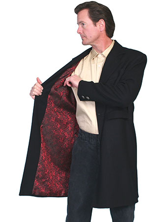 Men's WAH MAKER 100% Wool Frock Dragon Coat - Black