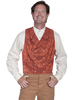 WAH MAKER Men's Double-breasted Floral Silk Vest - Rust