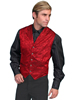 Men's WAH MAKER Single Breasted Tooled Silk Vest - Red