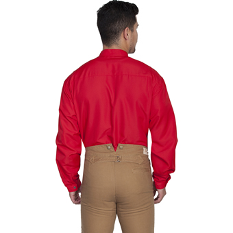 Men's WAH MAKER Button Front Band Collar Shirt - Red #2