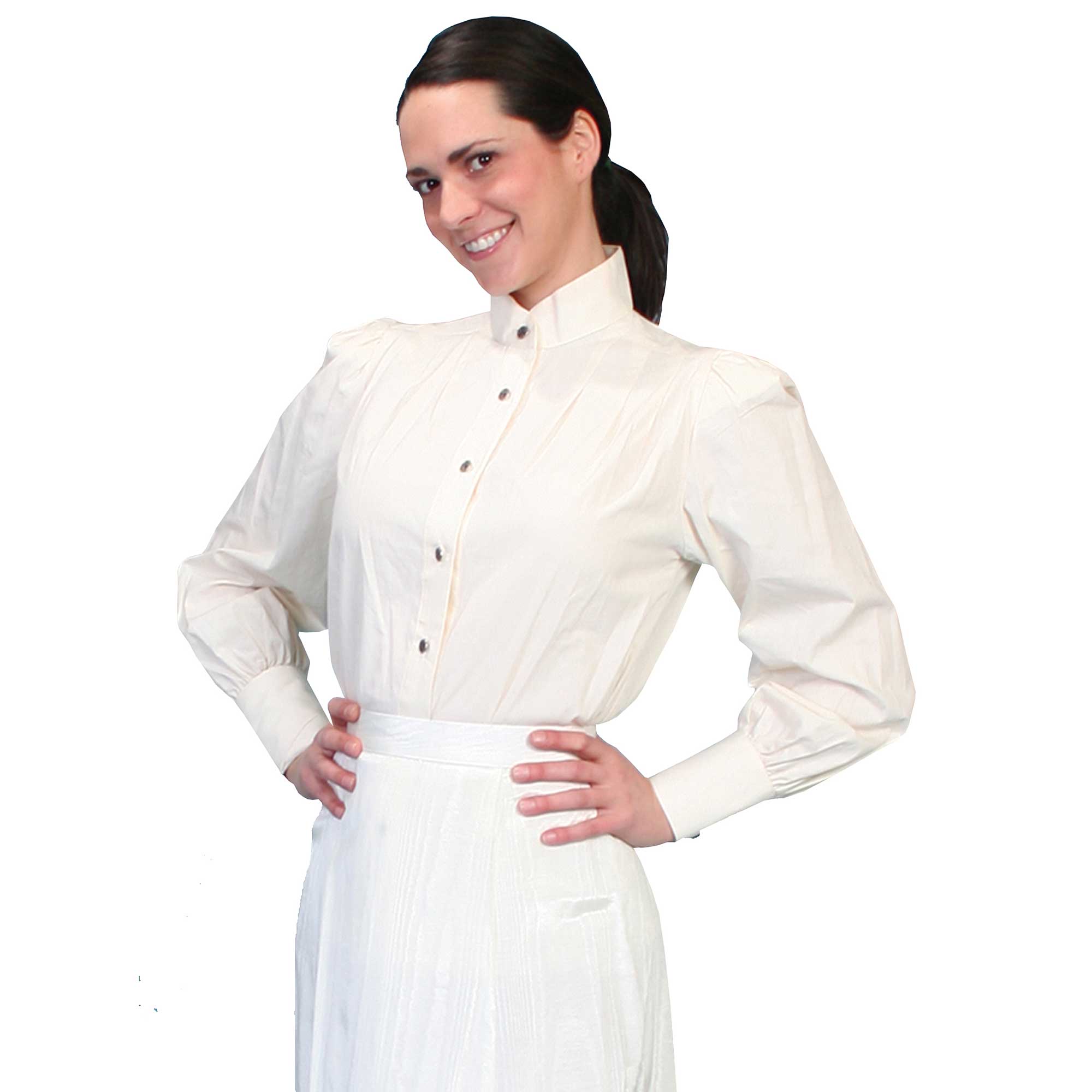 Pungo Ridge - Ladies WAH MAKER Solid Poplin Blouse - Ivory, Women's WAH ...