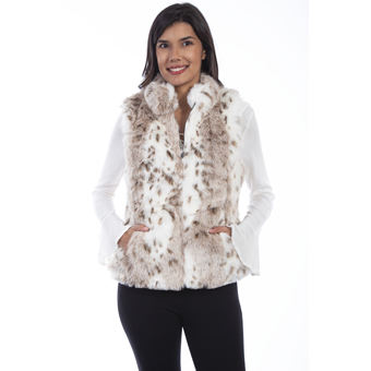 Scully Ladies Reversible Faux Fur Leopard Vest
