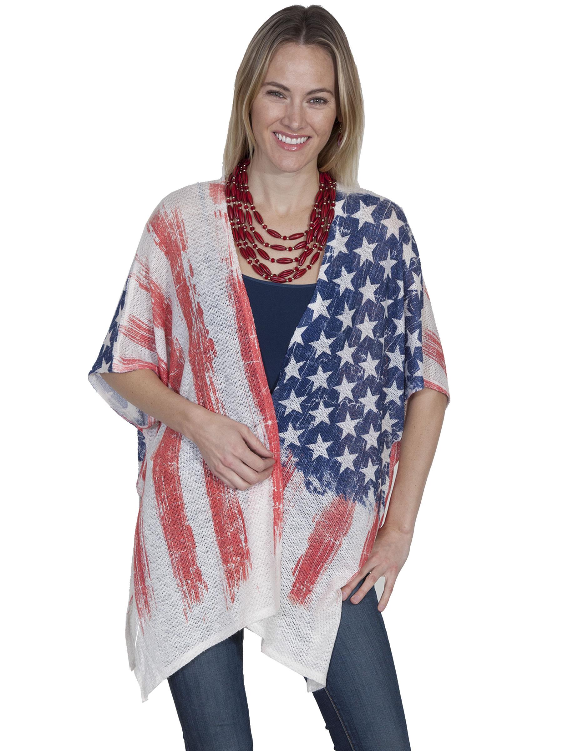 Pungo Ridge - Scully Ladies American Flag Cardigan - Red White & Blue ...