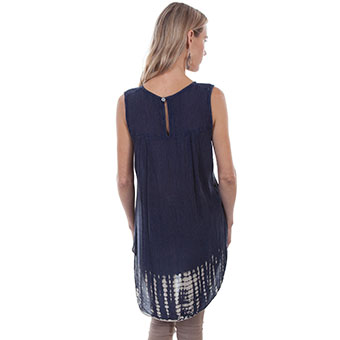 Scully Honey Creek Hi/Lo Tank w/Embroidery - Blue #2