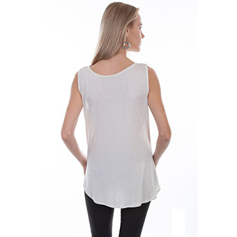 Scully Honey Creek Tank Top w/Two-Tone Embroidery - Ivory #2