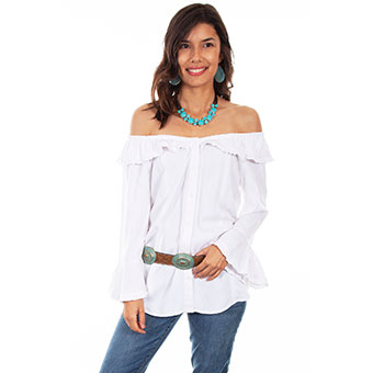 Scully Honey Creek Off Shoulder Top - White
