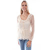 Scully Honey Creek Embroidered Mesh Tie Blouse - Ivory