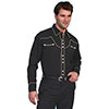Scully Men's Western Shirt w/Contrast Piping - Black/Cream