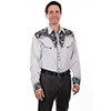 Scully Men's Shirt w/Floral Tooled Embroidery - Light Grey/Steel
