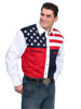 Scully Men's Red, White & Blue Color Block Shirt w/Stars & Stripes