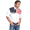 Scully Men's S/S Red, White & Blue Color Block Shirt w/Stars & Stripes