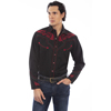 Scully Men's Embroidered Western Shirt w/Studs & Candy Cane Piping