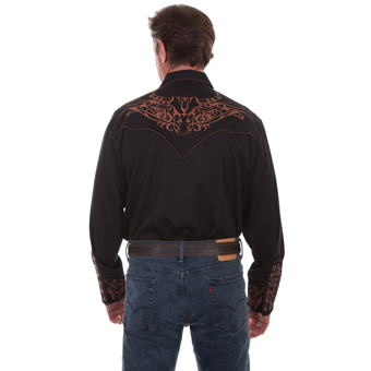 Scully Men's Tribal Embroidered Western Shirt - Black #2