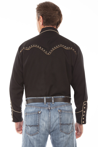 Scully Men's Diamond Embroidered Western Shirt - Black #2