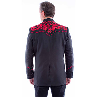 Scully Men's Floral Embroidered Blazer - Black/Red #2