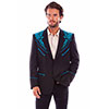 Scully Men's Floral Embroidered Blazer - Black/Turquoise