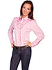 Scully Ladies Long Sleeve Shirt w/Floral Tooled Embroidery - Pink
