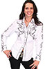 Scully Ladies Long Sleeve Shirt w/Floral Embroidery - White