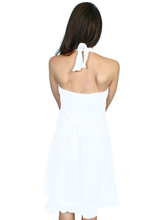 Cantina Collection Ladies Halter Sundress w/Ric-Rac - White #2