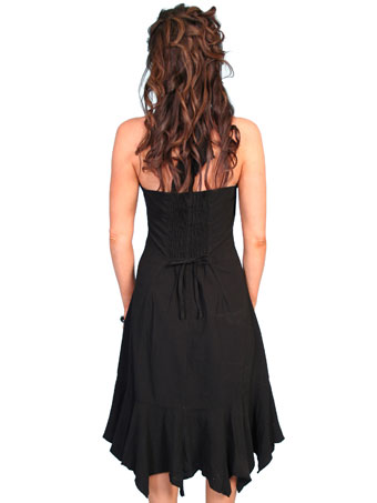Cantina Collection Ladies Halter Sundress w/Ruffles - Black #2