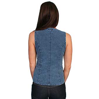Cantina Collection Ladies Lace Up Tank Top - Denim Blue #2