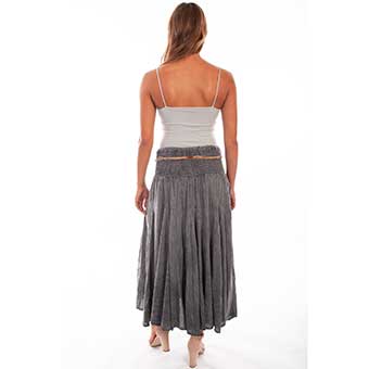 Cantina Collection Ladies Acid Wash Skirt w/Beaded Belt - Charcoal #2